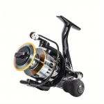 Vastupidav t&auml;ismetallist p&ouml;&ouml;rlev rull sujuva veoj&otilde;uga, must-kuldse disainiga, sobilik suurte kalade vastupanuks, pikkadeks heideteks, suure mahutavusega kalastus KY1000 must