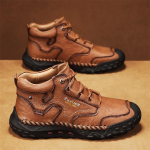 Talv/S&uuml;gis Meeste K&auml;sitsi Valmistatud Vabaaja Nahast Vabaajajalatsid K&otilde;rged Saapad Nahast Kingad Meestele Pehmed ja Mugavad Libisemiskindlad Pahkluusaapad 44 khaki