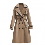 Naiste topeltrinneklassikalise rev&auml;&auml;riga tuulekindel pikk v&ouml;&ouml;ga trenchcoat XL khaki