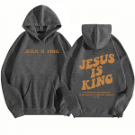 Jeesus on kuningas kapuutsiga pusa kristlik usupusa Jeesus p&auml;&auml;stab mees naine Harajuku pullover pealsed XL