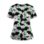 Naiste l&uuml;hikeste varrukatega &uuml;hev&auml;rviline V-kaelusega n&ouml;&ouml;bitav k&uuml;lgpiluga topp T-s&auml;rk L