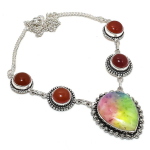 Natural Rainbow Solar Quartz 925 Sterling Silver Jewelry Necklace 18 f3c68