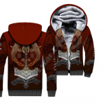 Meeste viikingi t&auml;toveering 3D-tr&uuml;kiga lukuga kapuutsiga fliisist kahekihiline dressipluus M