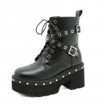 Fashion Punk Platform Women Ankle Boots Women's Motorcycle Boot Fashion Ladies Chunky heels Platform Shoes plus big size 35 must