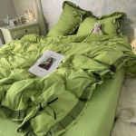 P&otilde;hjamaise halli ja valge tekikate Korea printsessi lipsuga t&uuml;drukute voodipesukomplektid Lihtne &uuml;hev&auml;rviline voodipesu Dekoor Magamistuba Flat Bed Sheet&Single150x200 3pcs
