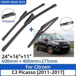 Citroen C3 Picasso 2011-2017 jaoks 24 +16 +11 Eesmised Tagumised Kojameeste Terad Tuuleklaasi Klaasi L&otilde;ikuri Tarvikud 2016 2017 must