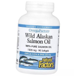 Kala&otilde;li Alaska l&otilde;hest, OmegaFactors Wild Alaskan Salmon Oil 1000, Natural Factors (67406005) 90softgels