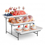3-korruseline magustoidualus puuviljadega, kondiitritoodete, eelroogade alus, elegantne v&auml;ljapanekualus buffet-laudadele, pidudele, moodne k&ouml;&ouml;gikorraldaja must
