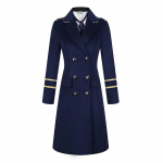 Women's Professional Double-Breasted Wool Blend Mid-Length Coat XL