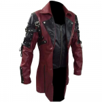 Steampunk meeste gooti Trench-mantel nahkjakk Punk stiilis biker Jacke s&uuml;gistalvine motojope S