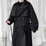 2025 Meeste trenchcoat Meeste kaherinnaline v&ouml;&ouml;ga tuulejakk Mees rev&auml;&auml;riga pikk jakk Vabaaja tuulekindel &uuml;ler&otilde;ivas Meeste Trench 3XL black