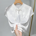 Uus hiina stiilis varrukateta vest naistele, kes kannavad suvist pandlat retro-hiina stiilis satiin-žakaarmadratsist top 3XL valge