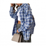 Naiste s&auml;rgi rev&auml;&auml;r, pikkade varrukatega retro ruuduline tr&uuml;kis&auml;rgi topid, &uuml;herealine, vaba sobivusega vabaaja jope, igap&auml;evane kandmine S tumesinine v&auml;rv