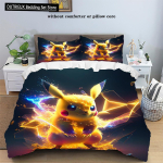 Pokemon Anime tekikate padjap&uuml;&uuml;r voodipesu Kawaii Pikachu kolmeosaline kogu lastele t&auml;iskasvanutele voodikollektsioon &uuml;heinimese kaheinimese kuninganna kuningas suurus AU Double(180x210cm)
