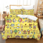 Animal Crossing Multifilmi M&auml;nguvoodipesu Komplekt 3D Tekikott &Uuml;he-, Kahekohaline, Queen, King Suuruses Voodipesu ja Kattepadjad Padjap&uuml;&uuml;ri Komplektid Lastele EU Single(135*200cm)3pcs