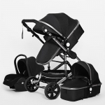 BAZARLAND30 Poussette 3 en 1 B&eacute;b&eacute; Combin&eacute;e Si&egrave;ge-Auto Nacelle Trio R&eacute;versible R&eacute;glable Haute Qualit&eacute; Roues increvables Canne noir.