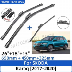 3 tk SKODA Karoq 2017-2020 jaoks 26 +18 +13 Esiosa Tagumine Kojamees Tuuleklaas Tuuleklaas Akna L&otilde;ikuri Tarvikud must