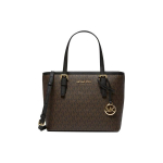 Michael Kors Mk Jet Set Monogram V&auml;rviplokk Kattega L&otilde;uend ja Nahkdetailidega T&otilde;mblukuga K&auml;ekott Ostukott &Otilde;lakott Crossbody K&auml;ekott Mini 35T9GTVT0B-BROWN-BLK Mini