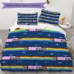 nyan cat Muster Voodipesu tekkikomplekt tekikate padjap&uuml;&uuml;r Kodu kaunistus S&uuml;nnip&auml;evakingitus (1 * tekikott + 2 * padjap&uuml;&uuml;r ilma t&auml;idiseta)99 135x200cm white