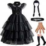 Lapsed Kolmap&auml;ev Addams Kleit Halloweeni Kost&uuml;&uuml;mid Kleit Cosplay Peokost&uuml;&uuml;m 110 must