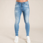 Meeste P&uuml;ksid Retropesu T&otilde;mblukuga Stretch Teksad Vabaaja Slim Fit P&uuml;ksid Meeste Suures Suuruses Pliiatsp&uuml;ksid Denim Skinny Teksad meestele S helesinine v&auml;rv