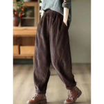 Velvetist s&uuml;gistalvised p&uuml;ksid vabaaja k&otilde;rge v&ouml;&ouml;kohaga soojad naiste pantalonid vintage pahkluuni ulatuvad jooksup&uuml;ksid L kohv