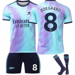 Teismelised Lapsed T&auml;iskasvanud Kohandatava Nimega Jalgpallivormid 24/25 Arsenal Teine V&otilde;&otilde;rsil #8 &Oslash;DEGAARD Sporditreeningu S&auml;rgi Komplekt Sokkidega 16