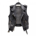 Naiste Rebenenud Kauboi Vest Denim Vest Varrukateta Metsikud Topid L&uuml;hike Jakk S