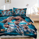 3 tk Argentiina rahvuskoondise jalgpallur Lionel Messi Trophytseremoonia Kodu voodipesu komplekt-Universaalne kolmeosaline komplekt magamistoa, k&uuml;laliste ruumi jaoks 135x200cm