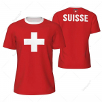 Jalgpalli T-s&auml;rk &Scaron;veits &Scaron;veitsi SUISSE Jalgpalli Prindi 3D Lipp Rahvuslik S&auml;rk F&auml;nni Treening &Uuml;mmargune kaelus L&uuml;hike varrukas Spordivorm Unisex Mehed Naised S
