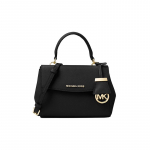 MICHAEL KORS k&auml;ekott Ava vintage kullatud logoga aksessuaarid rikkalike detailidega, split-nahk, &uuml;he&otilde;la crossbody k&auml;ekott eriti v&auml;ike must