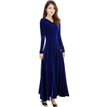 Velvet Maxi kleit naistele V kaelusega pidulik pahkluuni pikk kleit A-joonega &uuml;hev&auml;rviline &otilde;htukleit pulmadeks kokteilipeoks 4XL sinine