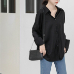 S&auml;rk Naiste Kontori Naiste Topid Korea mood Must Hall S&uuml;giskevad Suures Suuruses Riided Soliidne Harajuku Pluus S hall v&auml;rv