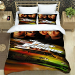 Kiired ja vihased voodipesukomplekt Moodne filmi tr&uuml;kiga tekikott Voodikate Tekikoti kate Padjap&uuml;&uuml;r 3-osaline komplekt Lastele T&auml;iskasvanute suurus 135x200cm