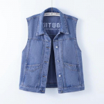 Moodne &Uuml;lem&otilde;&otilde;duline Naiste Denim Vest Kampsun Vaba L&otilde;ikega Igap&auml;evane K&otilde;igega Sobiv Taskutega XL