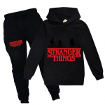 Stranger Things Laste Kapuutsiga Dressipluus Spordidress Poistele T&uuml;drukutele Spordi Pikkade Varrukatega &Uuml;laosad Dressipluus P&uuml;ksid Komplekt 140 must