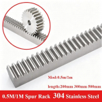 0,5M 1M 304 roostevabast terasest hammaslatt 0,5 1 moodul sirgete hammastega ajamihammaslatt Pikkus 200/300/500mm 5x5 5x8 5x10-15x15 Silindriline hammaslatt 0.5Mod 6x6x200mm