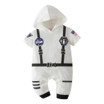 Uus beebi ja v&auml;ikelapse astronauti cosplay kost&uuml;&uuml;m Tikitud kosmoseriietus Peokombinesoon Halloweeni kost&uuml;&uuml;m Talvine pikkade varrukatega kombinesoon 100 white