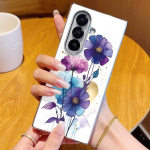 &Otilde;limaal Lilled Prindi PU Nahast Telefoni&uuml;mbris Samsung Galaxy Z Fold 7 6 5 Fold7 Fold6 Fold5 jaoks Plating Raam PC Kokkupandav Kate Galaxy Z Fold7