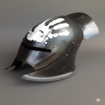 Keskaegne Mustendav Uruk Hai S&otilde;rmuste Isand S&otilde;dalane Ratsu Kiiver Cosplay Kiiver Larp Kost&uuml;&uuml;m K&auml;e Pildid Kiiver Kingitus gray