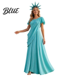 Vabadusesamba kost&uuml;&uuml;m Kleit lastele t&auml;iskasvanutele Halloweeni Rooma naised Ameerika teemaline kost&uuml;&uuml;m 4. juuli Patriootiline Cosplay aksessuaar tiaraga XL blue