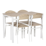 5-osaline s&ouml;&ouml;gitoakomplekt, s&ouml;&ouml;gilaua komplekt puidus&uuml;&uuml;rega MDF-ist ja metallist halli ja valgena, 1 laud ja 4 tooli moodsasse s&ouml;&ouml;gituppa 100 x 63 x 76.5 cm