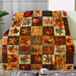 1 tk Vintage S&uuml;gis Pumpkin Vaherleht Ruuduline Tekk - Pehme Pol&uuml;ester Flanell Sobib Diivanvoodi Auto Telkimine Reisimiseks, Kerge Soe S&uuml;gise Voodikate 100X150CM