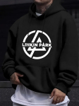 Must graafilise tr&uuml;kiga kapuutsiga dressipluus - LINKIN PARKI logokujundus S black