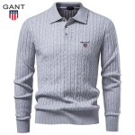 Gant 2026 S&uuml;gis/Talv Tikitud Villane Pikkade Varrukatega POLO Pehme ja Soe Kampsun &Auml;ri ja Vabaaja Meeste Polo Kampsun XL gray