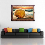 5D-teemantmaal rannakarp ja p&auml;ikeseloojangu ristpistes teemanttikandid, kivid 20X30CM