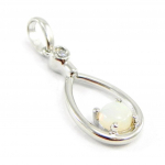 Les Tr&eacute;sors De Lily [G0789] - K&auml;sit&ouml;&ouml;na valmistatud h&otilde;bedast ripats  Goddess Opal  h&otilde;bevalge (roodiumiga kaetud) - 16x8 mm valge