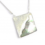 NOA [H2386] - Collier Cr&eacute;ateur 'Bora Bora' gris argent&eacute; h&otilde;be