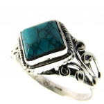 Bague Argent 'Heaven' turquoise - 12x12 mm 56 t&uuml;rkiissinine