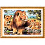 T&auml;is&uuml;mmargune teemantmaal  L&otilde;vi perekond  Tikand Ristpistes Rhinestone maal Kodukaunistus 20X30CM